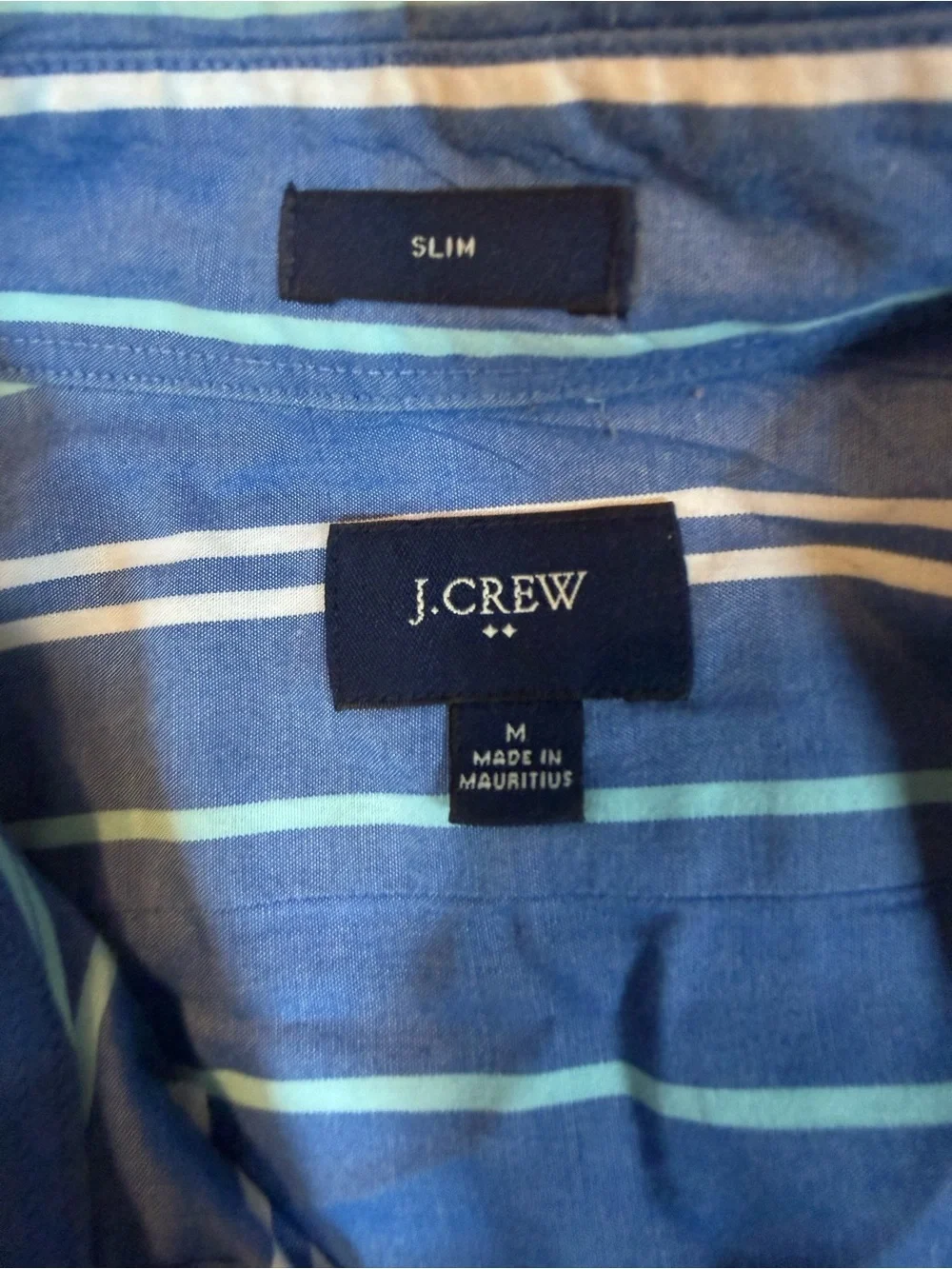 J. Crew Slim Fit Blue Striped Button Down Shirt Men’s Medium Long Sleeve Cotton